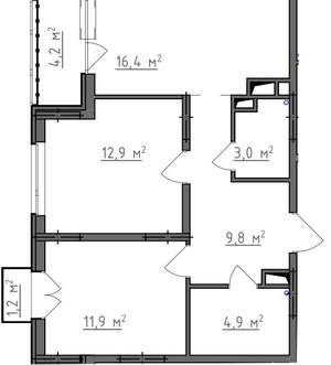 2-к квартира, вторичка, 61м2, 4/9 этаж