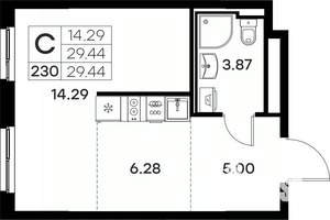 Студия квартира, вторичка, 29м2, 4/17 этаж