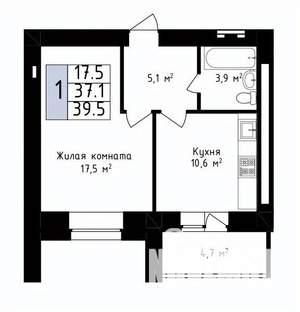 Студия квартира, вторичка, 28м2, 1/14 этаж