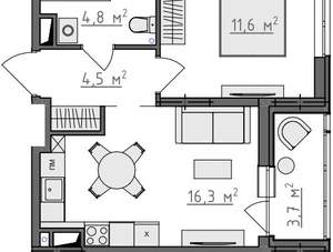1-к квартира, вторичка, 39м2, 8/9 этаж