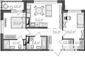 2-к квартира, вторичка, 65м2, 9/9 этаж