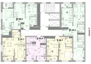 2-к квартира, строящийся дом, 58м2, 14/17 этаж