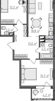 2-к квартира, вторичка, 70м2, 2/9 этаж