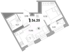 1-к квартира, вторичка, 36м2, 11/17 этаж