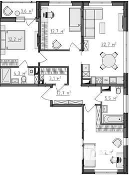 3-к квартира, вторичка, 90м2, 7/9 этаж