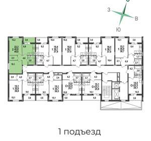 2-к квартира, строящийся дом, 45м2, 2/17 этаж