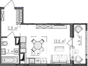 Студия квартира, вторичка, 33м2, 8/9 этаж