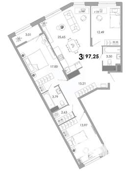 3-к квартира, вторичка, 97м2, 11/17 этаж