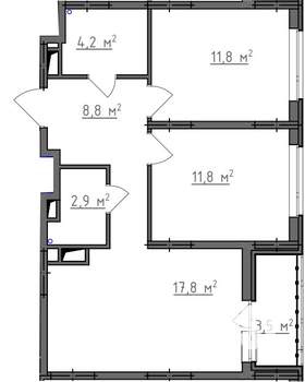 2-к квартира, вторичка, 59м2, 7/9 этаж