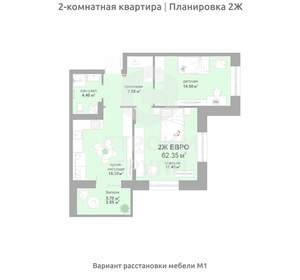 2-к квартира, вторичка, 62м2, 11/17 этаж