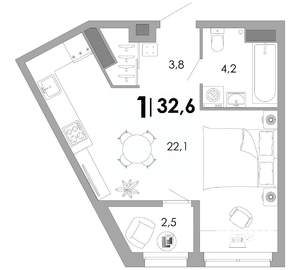 1-к квартира, вторичка, 33м2, 10/17 этаж