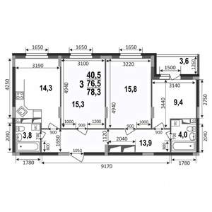 3-к квартира, вторичка, 78м2, 11/17 этаж