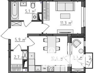 1-к квартира, вторичка, 40м2, 3/9 этаж