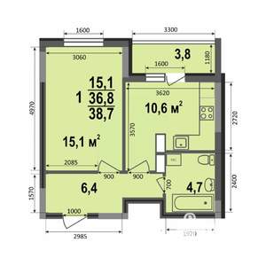 1-к квартира, строящийся дом, 39м2, 9/17 этаж