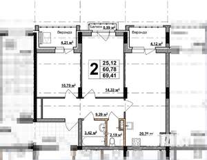 2-к квартира, вторичка, 69м2, 4/8 этаж