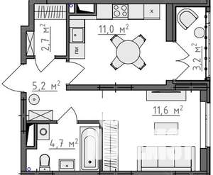 1-к квартира, вторичка, 37м2, 9/9 этаж