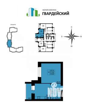 1-к квартира, вторичка, 47м2, 4/15 этаж