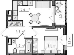 1-к квартира, вторичка, 37м2, 4/9 этаж