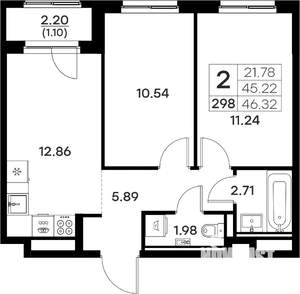 2-к квартира, вторичка, 46м2, 9/17 этаж