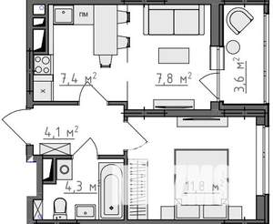 1-к квартира, вторичка, 37м2, 8/9 этаж