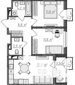 2-к квартира, вторичка, 60м2, 2/9 этаж