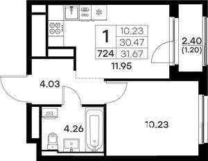 1-к квартира, вторичка, 32м2, 13/17 этаж