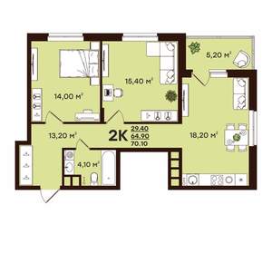 2-к квартира, вторичка, 70м2, 5/17 этаж