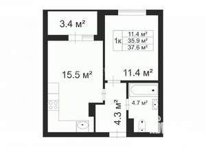 1-к квартира, вторичка, 37м2, 10/17 этаж