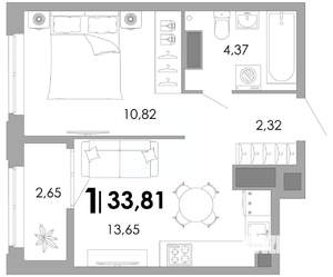 1-к квартира, вторичка, 34м2, 9/17 этаж