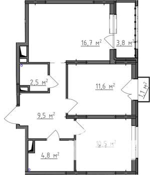 2-к квартира, вторичка, 58м2, 2/9 этаж