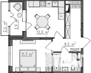 1-к квартира, вторичка, 41м2, 2/9 этаж