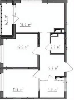 2-к квартира, вторичка, 61м2, 9/9 этаж