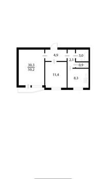 2-к квартира, вторичка, 51м2, 2/9 этаж