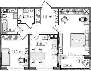 2-к квартира, вторичка, 60м2, 4/9 этаж