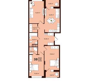 3-к квартира, вторичка, 100м2, 2/17 этаж