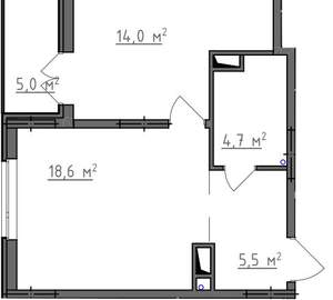 1-к квартира, вторичка, 45м2, 7/9 этаж