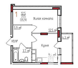 1-к квартира, вторичка, 36м2, 2/17 этаж