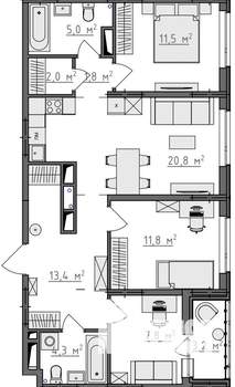 3-к квартира, вторичка, 80м2, 9/9 этаж