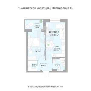 1-к квартира, вторичка, 49м2, 10/17 этаж
