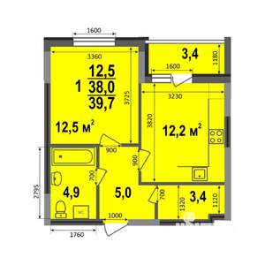 1-к квартира, строящийся дом, 40м2, 1/17 этаж