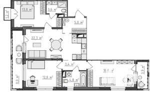 3-к квартира, вторичка, 89м2, 5/9 этаж