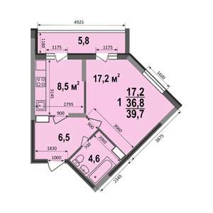 1-к квартира, строящийся дом, 40м2, 12/17 этаж