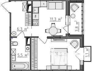 1-к квартира, вторичка, 40м2, 7/9 этаж