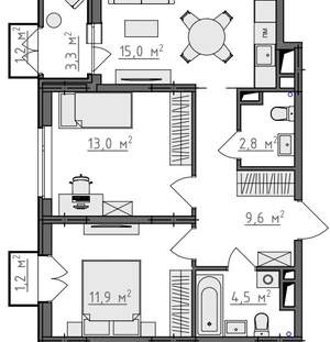 2-к квартира, вторичка, 59м2, 7/9 этаж