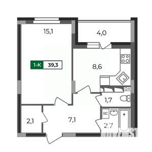 1-к квартира, строящийся дом, 39м2, 5/17 этаж