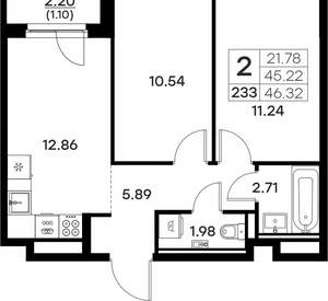 2-к квартира, вторичка, 46м2, 4/17 этаж