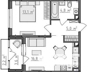 1-к квартира, вторичка, 42м2, 4/9 этаж