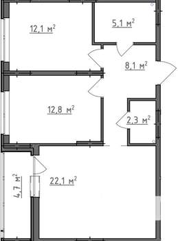 2-к квартира, вторичка, 65м2, 1/9 этаж
