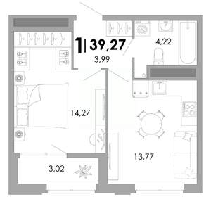1-к квартира, вторичка, 39м2, 3/17 этаж