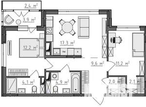 2-к квартира, вторичка, 66м2, 5/9 этаж